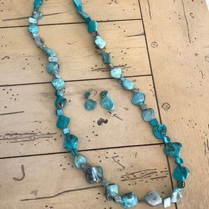 Turquoise statement necklace and earring set